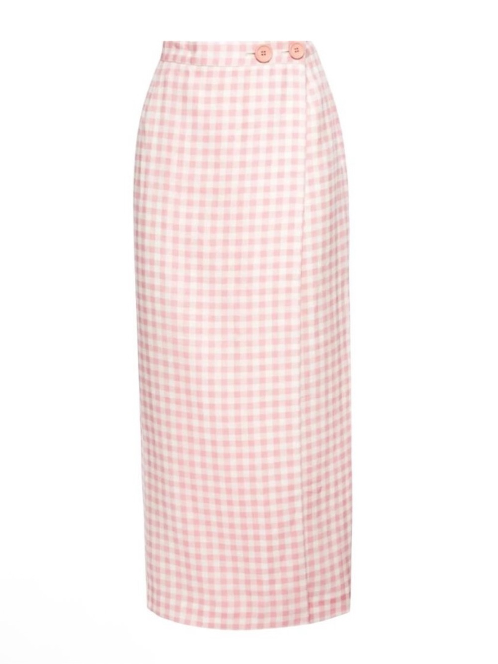 NEW Sleeper Lili Marleen Gingham Pink White Midi Linen Blend Skirt Medium - Picture 2 of 9